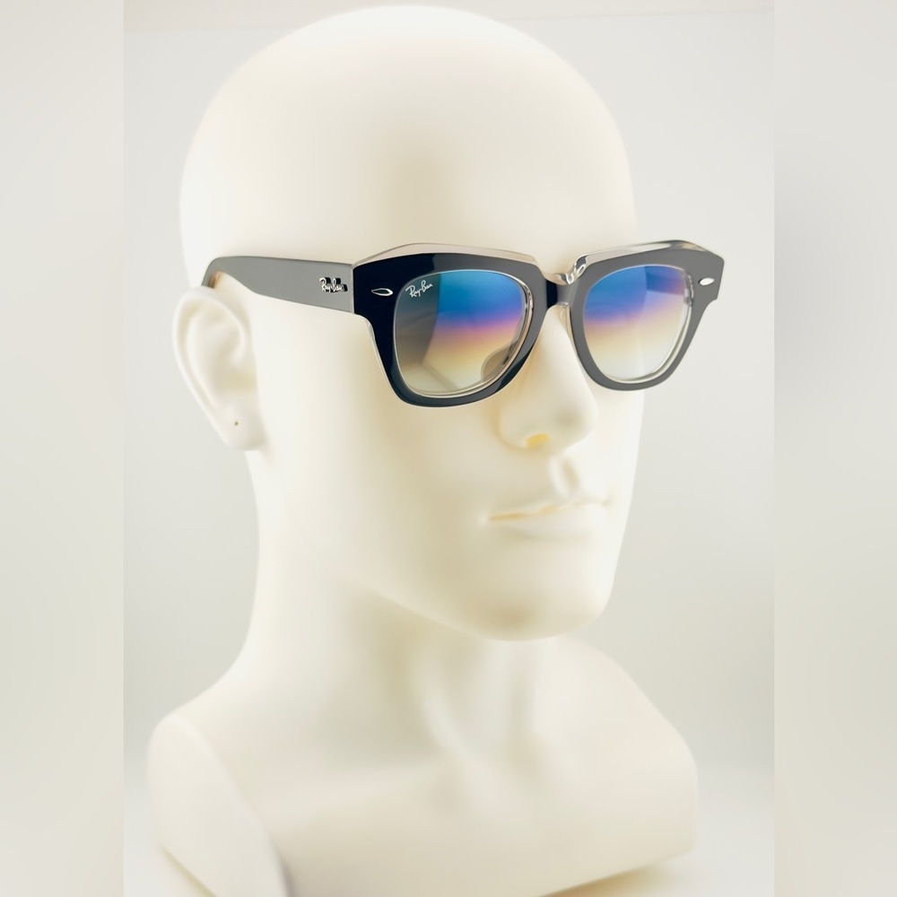 Ray-Ban State Street Women’s Sunglasses RB2186 Black Transparent frame Blue Lens